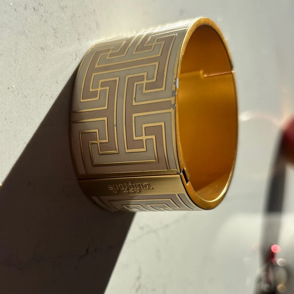Spartina 449 Gold, cream and beige Geometric Bangle - Picture 1 of 5